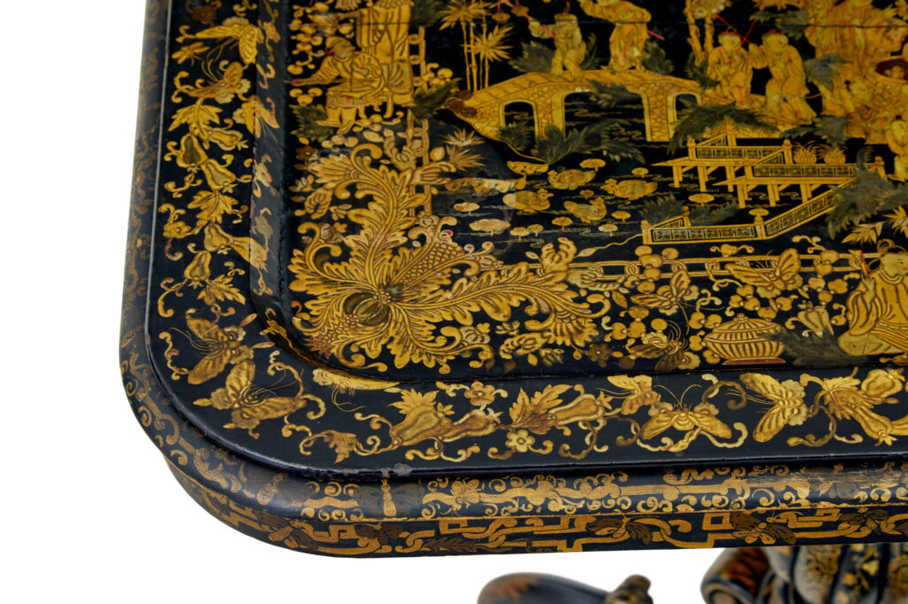 19th Century Lacquered Hand Painted Tray Table — image 5