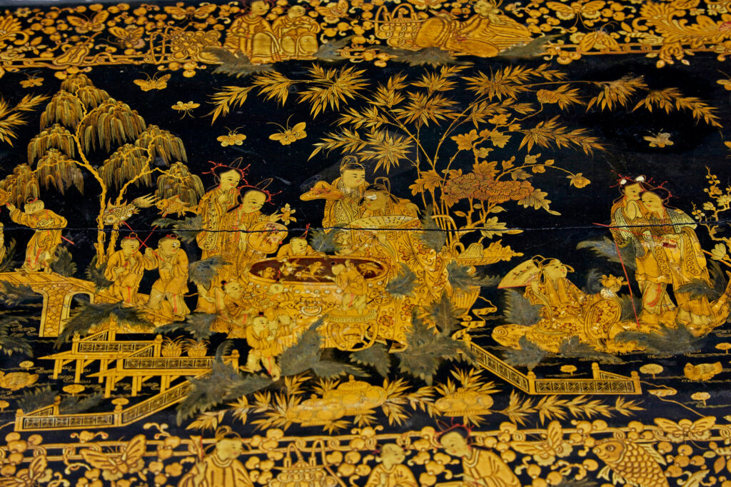 19th Century Lacquered Hand Painted Tray Table — image 4
