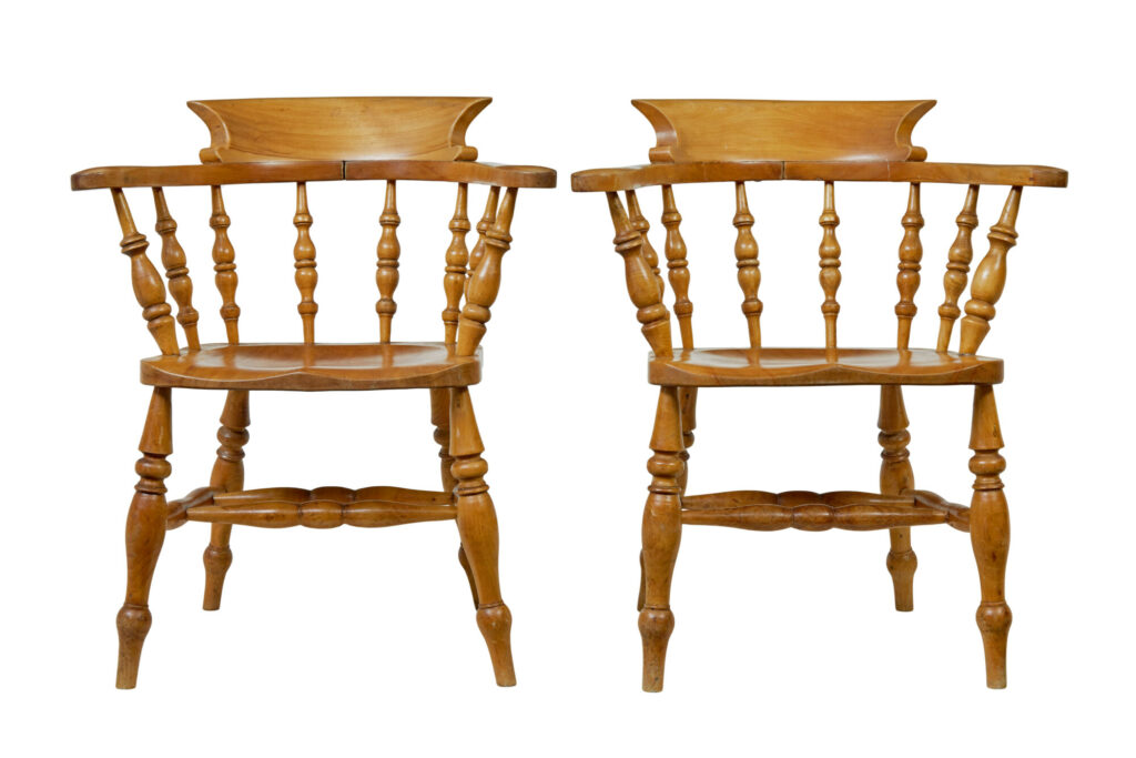 Pair of 19th Century Elm Elbow Chairs
