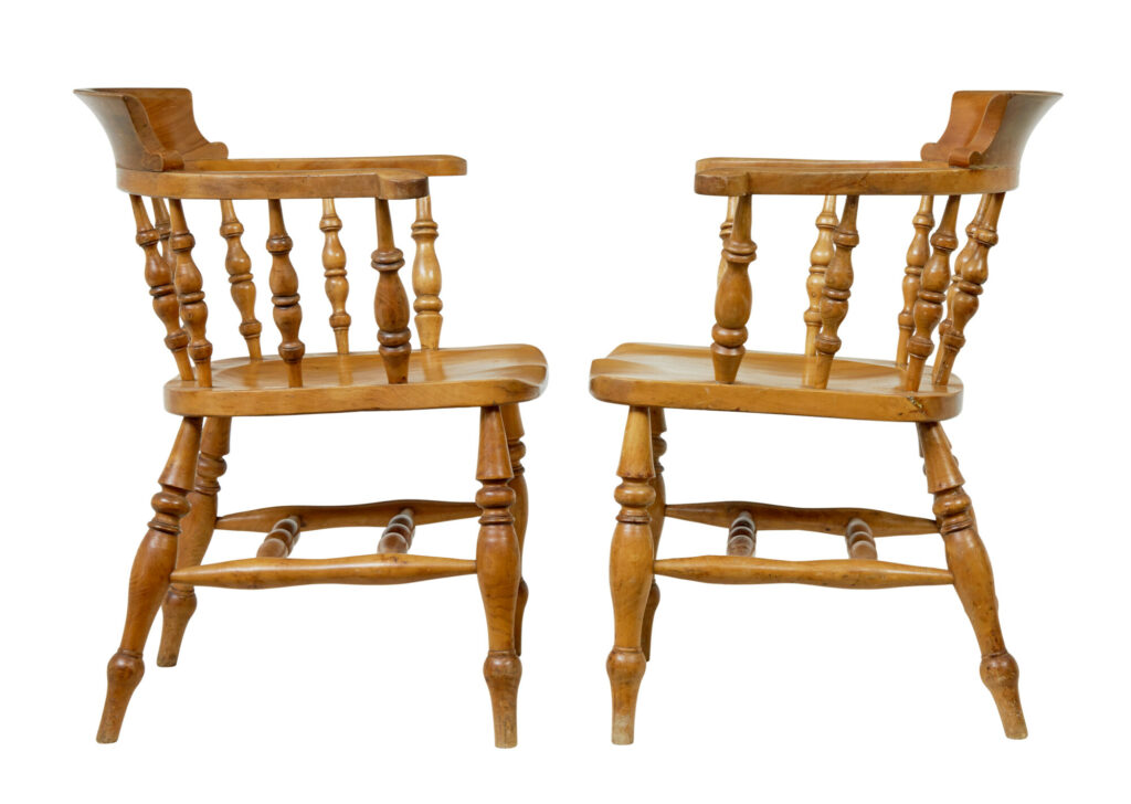 Pair of 19th Century Elm Elbow Chairs — image 7