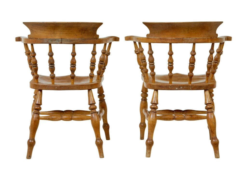 Pair of 19th Century Elm Elbow Chairs — image 6