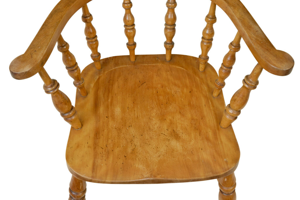 Pair of 19th Century Elm Elbow Chairs — image 4