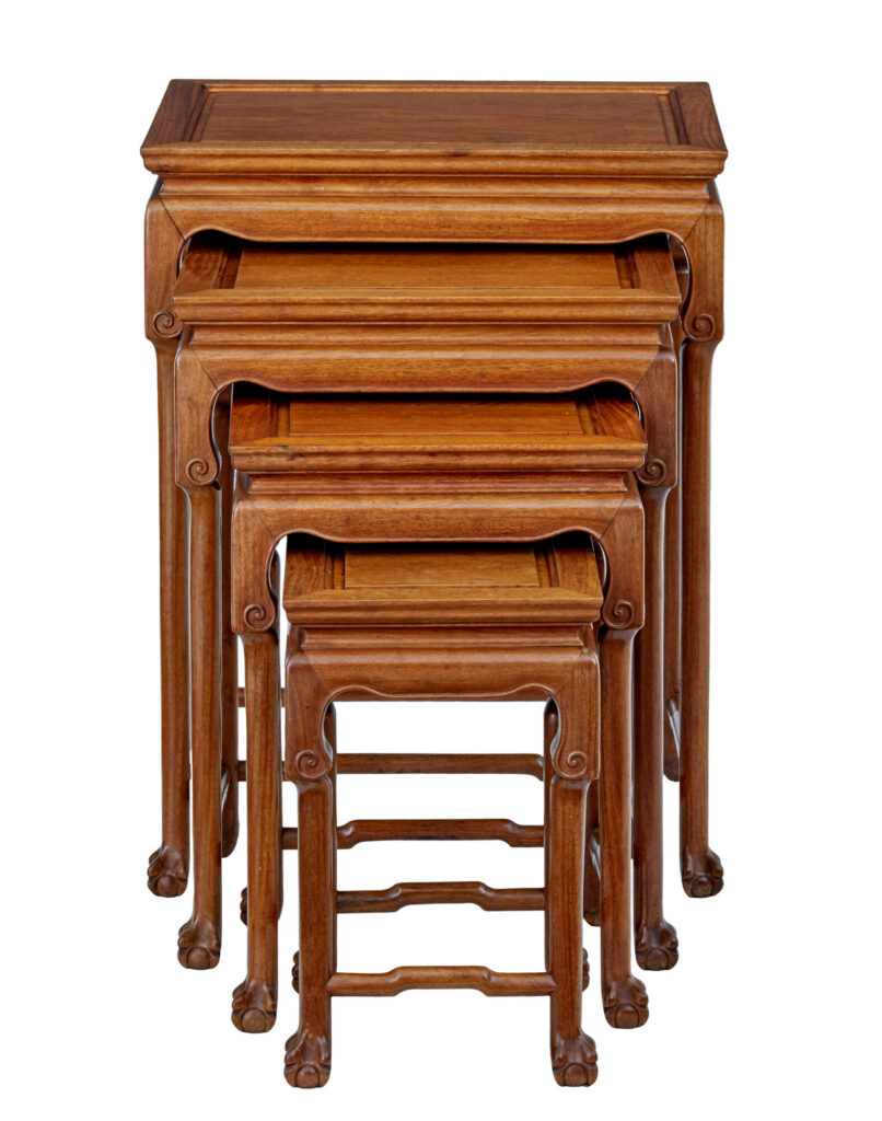 Nest of 4 Hardwood Chinese Tables by Mayfair and Company — image 8