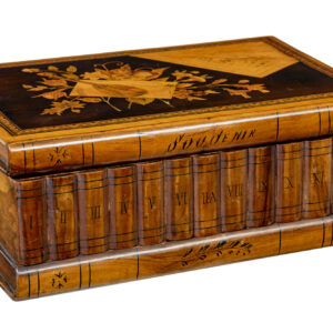 DECORATIVE 19TH CENTURY BOOK SHAPED INLAID OLIVE BOX