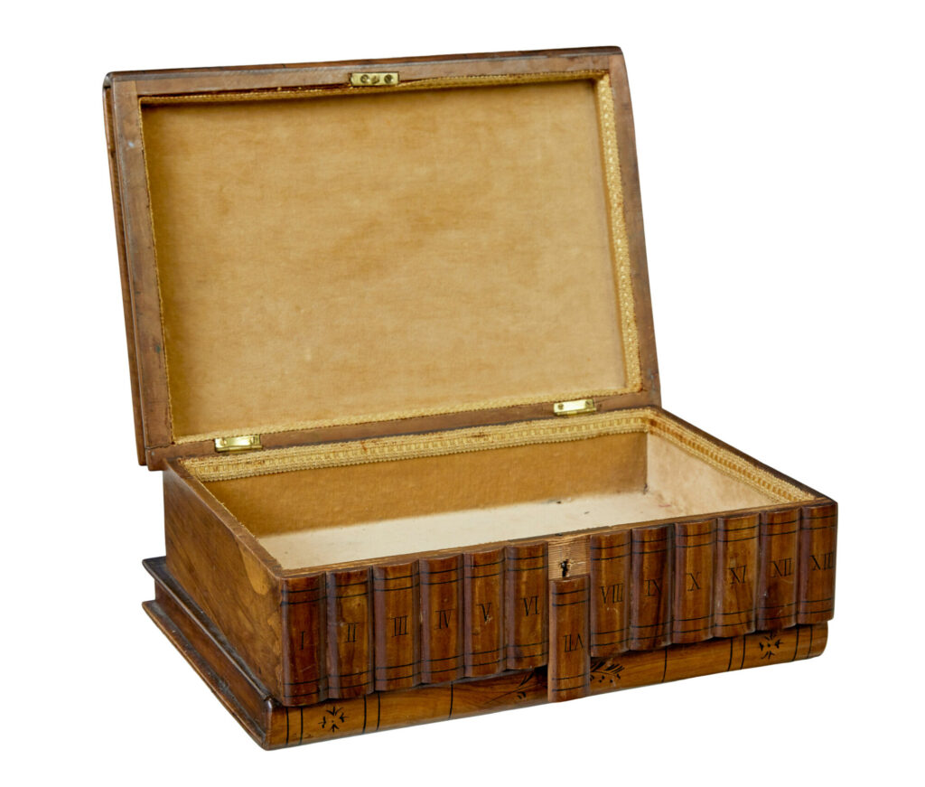 Decorative 19th Century Book Shaped Inlaid Olive Box — image 7