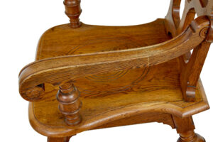 Late 19th Century Carved Oak Arts and Crafts Armchair — thumbnail 6