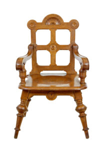 Late 19th Century Carved Oak Arts and Crafts Armchair — thumbnail 3