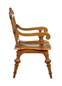 Late 19th Century Carved Oak Arts and Crafts Armchair — thumbnail 2