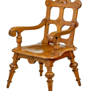 LATE 19TH CENTURY CARVED OAK ARTS AND CRAFTS ARMCHAIR