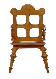 Late 19th Century Carved Oak Arts and Crafts Armchair — thumbnail 9