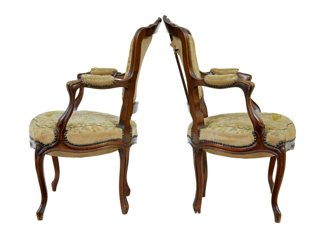 Pair of 19th Century French Tapestry and Walnut Armchairs — image 10