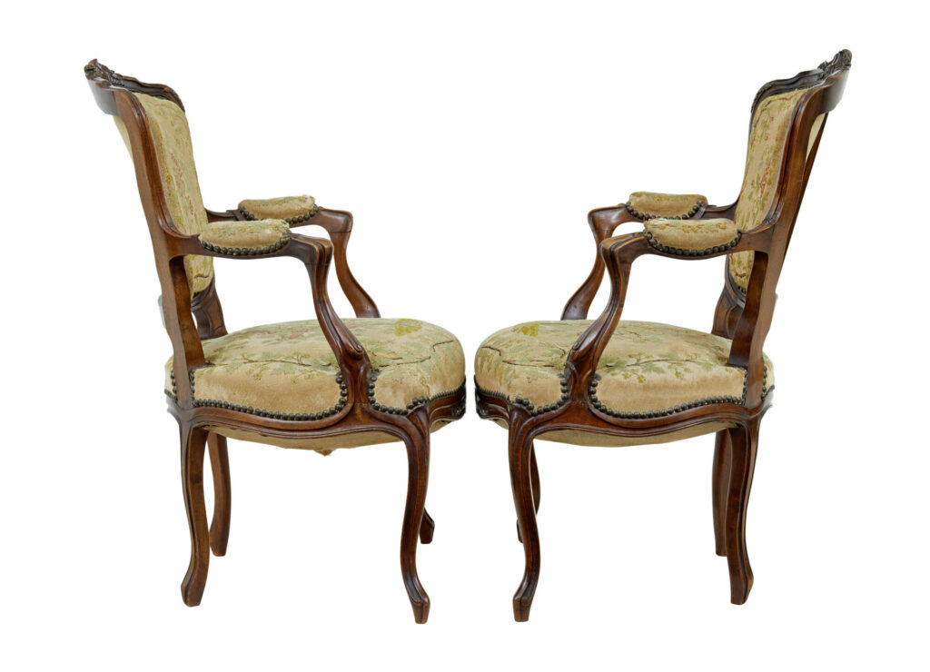 Pair of 19th Century French Tapestry and Walnut Armchairs — image 9