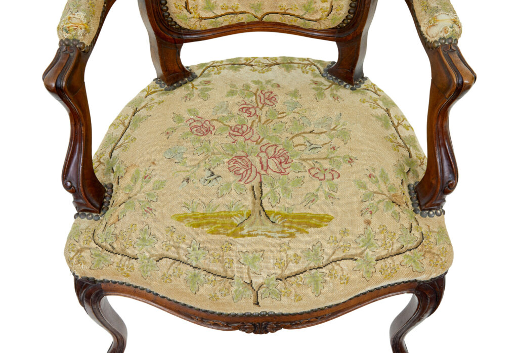 Pair of 19th Century French Tapestry and Walnut Armchairs — image 7