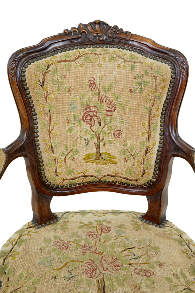 Pair of 19th Century French Tapestry and Walnut Armchairs — image 5