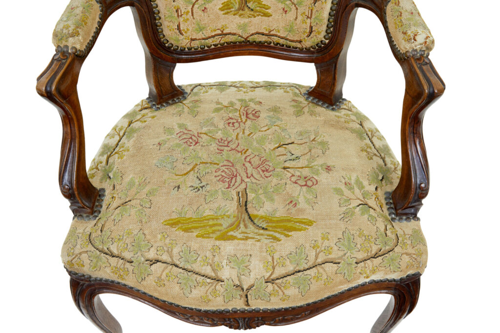 Pair of 19th Century French Tapestry and Walnut Armchairs — image 4