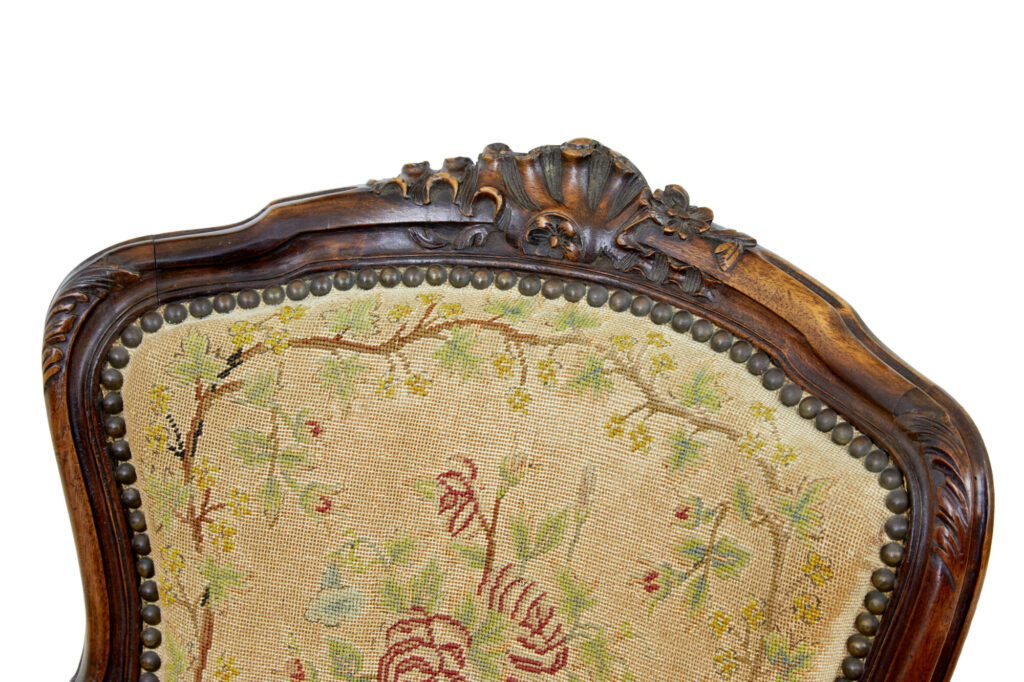 Pair of 19th Century French Tapestry and Walnut Armchairs — image 2