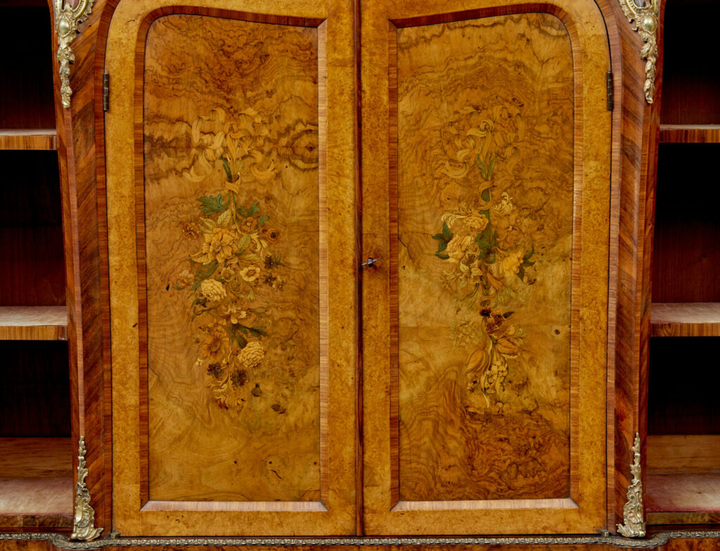 High Victorian Inlaid Burr Walnut Credenza with Mirror — image 10