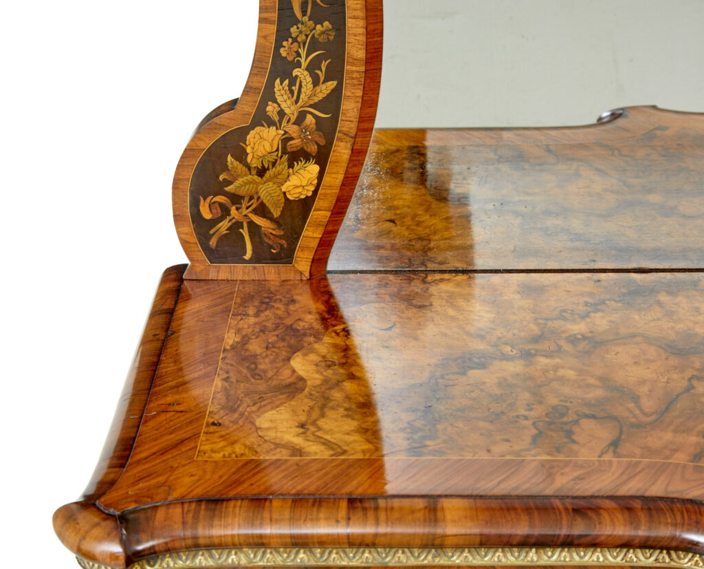 High Victorian Inlaid Burr Walnut Credenza with Mirror — image 3