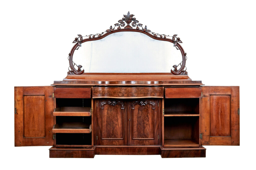High Victorian Shaped Flame Mahogany Mirrored Sideboard — image 13