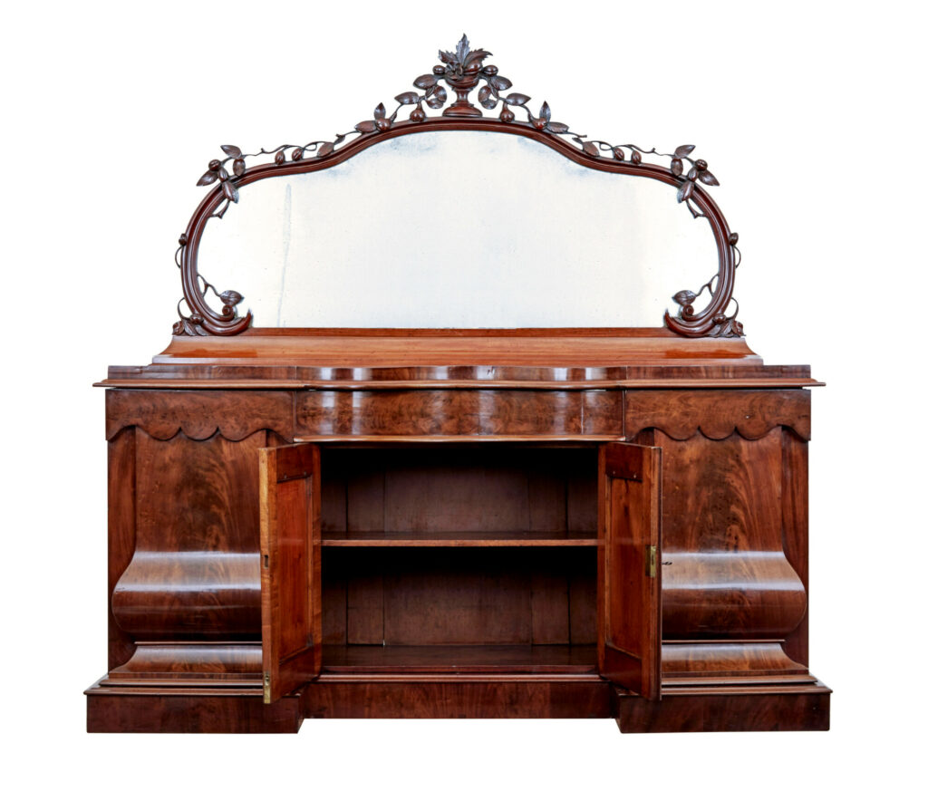High Victorian Shaped Flame Mahogany Mirrored Sideboard — image 12