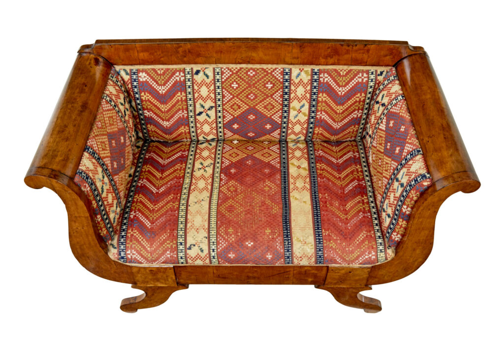 Small 19th Century Swedish Empire Birch Sofa — image 6