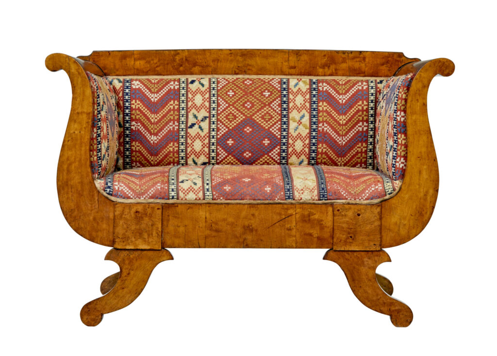 Small 19th Century Swedish Empire Birch Sofa — image 5