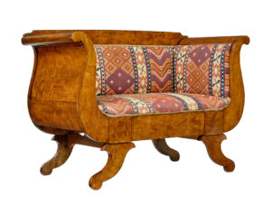 SMALL 19TH CENTURY SWEDISH EMPIRE BIRCH SOFA