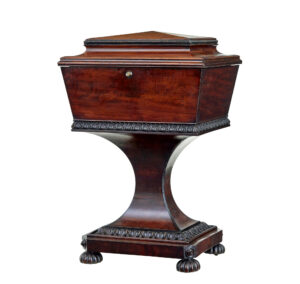 19TH CENTURY CARVED MAHOGANY TEAPOY STAMPED GILLOWS