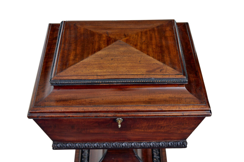 19th Century Carved Mahogany Teapoy Stamped Gillows — image 5