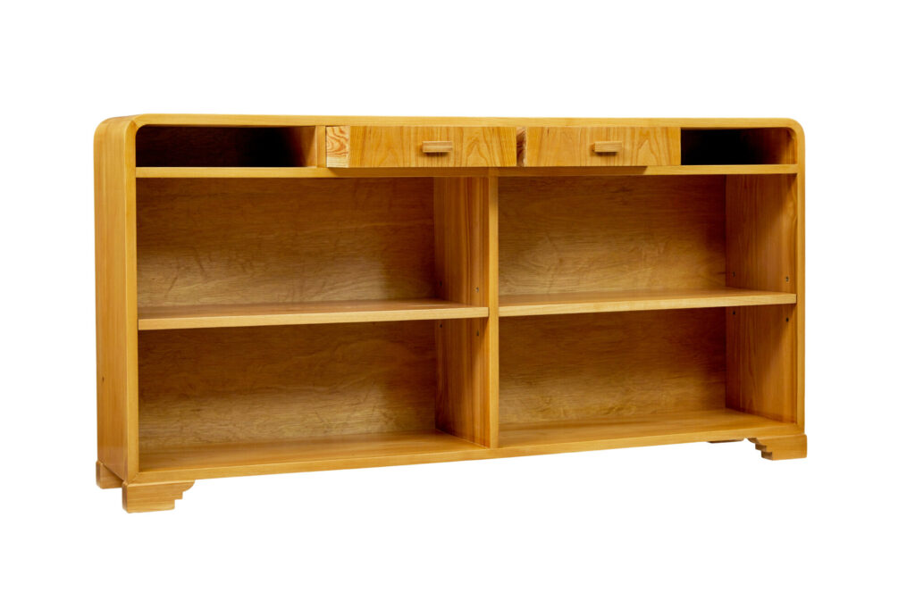 Scandinavian Mid Century Elm Low Open Bookcase — image 9