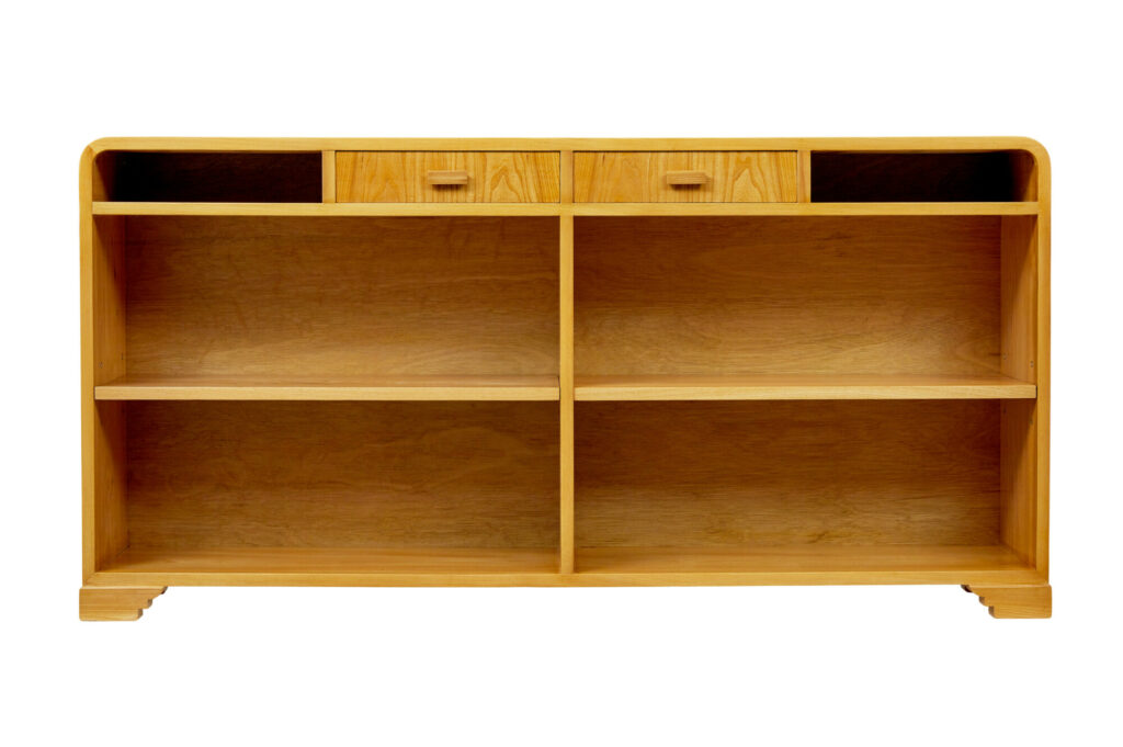 Scandinavian Mid Century Elm Low Open Bookcase — image 8