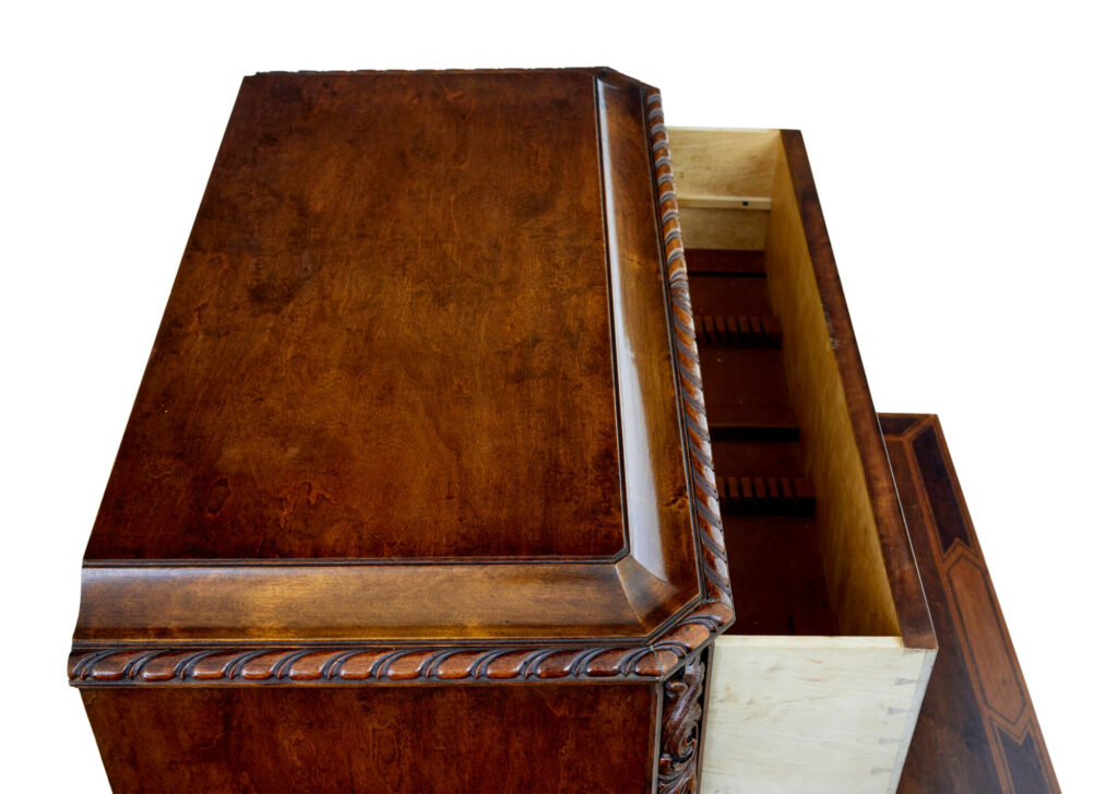 Mid 20th Century Rococo Revival Carved Walnut Chest of Drawers — image 3