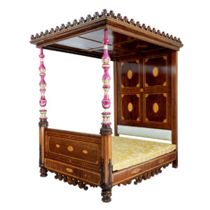 RARE 19TH CENTURY MAHOGANY AND PORCELAIN 4 POSTER BED