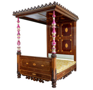 Rare 19th Century Mahogany and Porcelain 4 Poster Bed — thumbnail 24