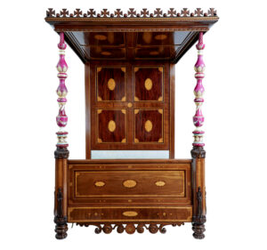 Rare 19th Century Mahogany and Porcelain 4 Poster Bed — thumbnail 23