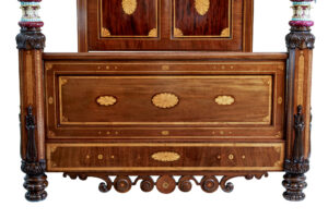 Rare 19th Century Mahogany and Porcelain 4 Poster Bed — thumbnail 22