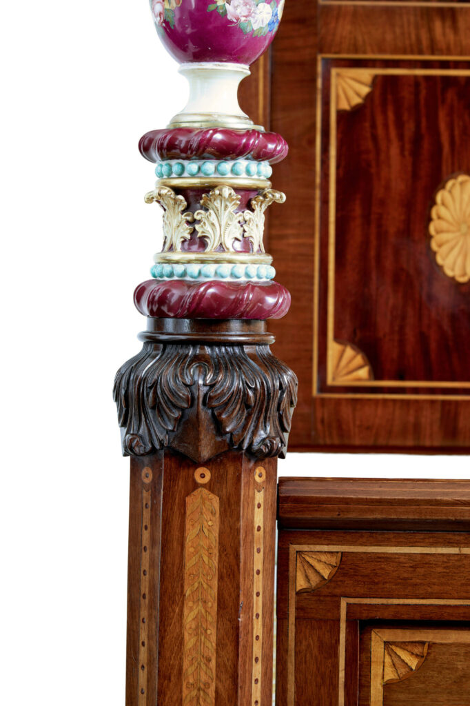 Rare 19th Century Mahogany and Porcelain 4 Poster Bed — image 20