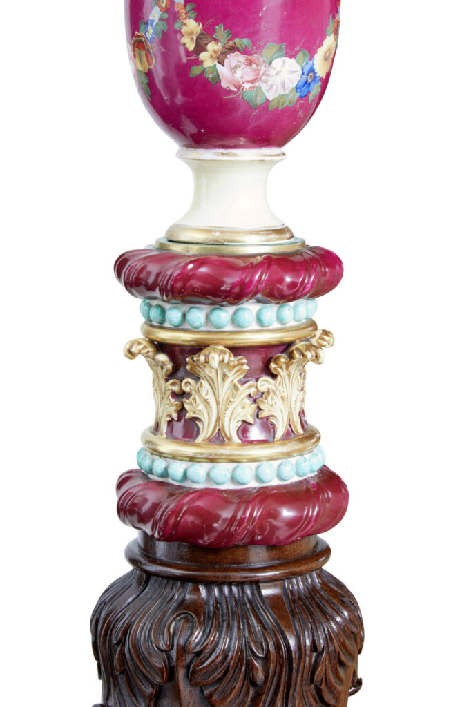 Rare 19th Century Mahogany and Porcelain 4 Poster Bed — image 17