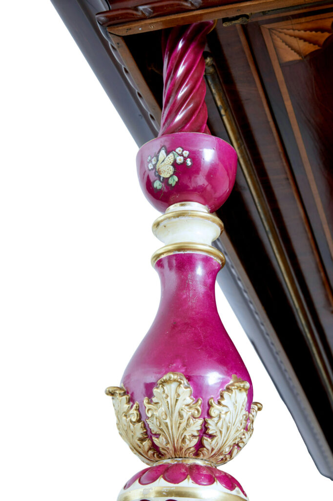 Rare 19th Century Mahogany and Porcelain 4 Poster Bed — image 14