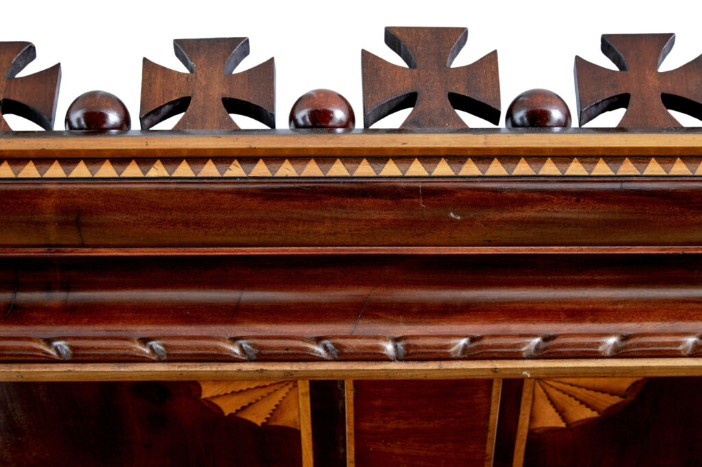 Rare 19th Century Mahogany and Porcelain 4 Poster Bed — image 12