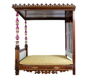Rare 19th Century Mahogany and Porcelain 4 Poster Bed — thumbnail 11