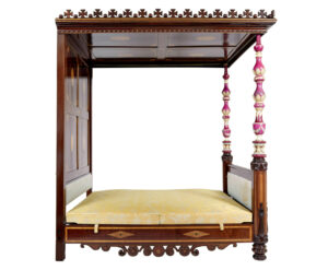 Rare 19th Century Mahogany and Porcelain 4 Poster Bed — thumbnail 9