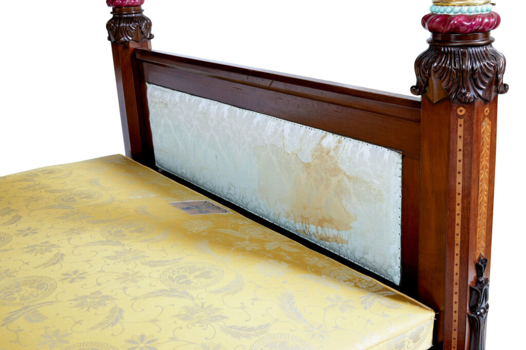 Rare 19th Century Mahogany and Porcelain 4 Poster Bed — image 8