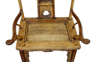 Pair of Mid 19th Century Carved Elm Chinese Yoke Back Armchairs — thumbnail 8