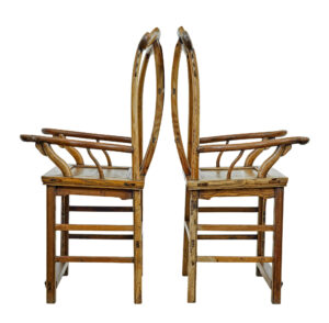 Pair of Mid 19th Century Carved Elm Chinese Yoke Back Armchairs — thumbnail 4