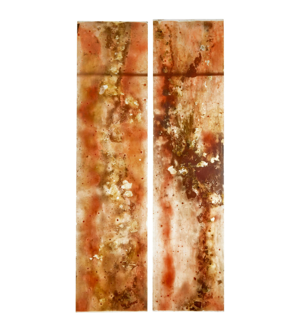 Pair of Large French 1950’s Acrylic Abstract Panels Gold Leaf — image 4