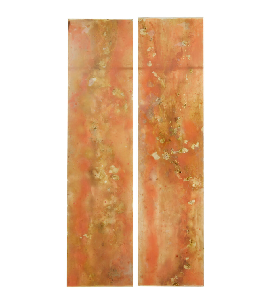 Pair of Large French 1950’s Acrylic Abstract Panels Gold Leaf — image 2