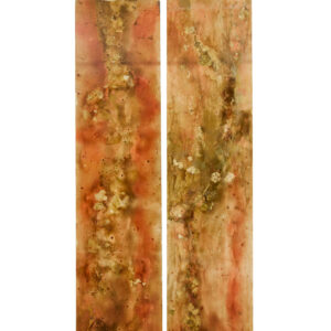 PAIR OF LARGE FRENCH 1950’s ACRYLIC ABSTRACT PANELS GOLD LEAF