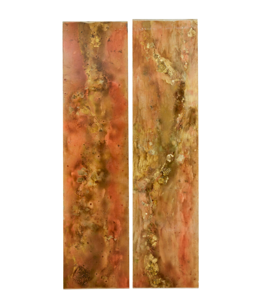 Pair of Large French 1950’s Acrylic Abstract Panels Gold Leaf — image 10