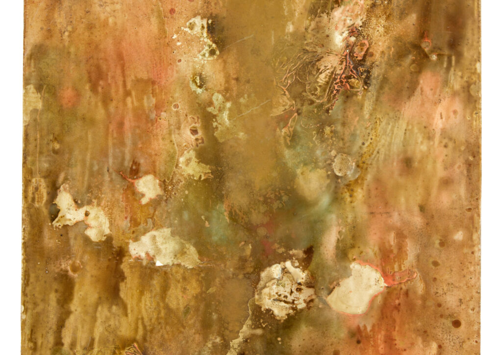 Pair of Large French 1950’s Acrylic Abstract Panels Gold Leaf — image 6